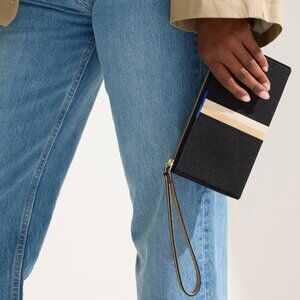 Rothy's The Wallet Wristlet Black Portobello Stripe